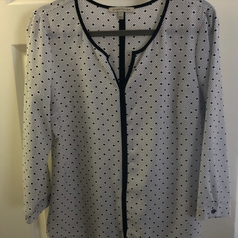 41 Hawthorn black and white polka dot blou…
